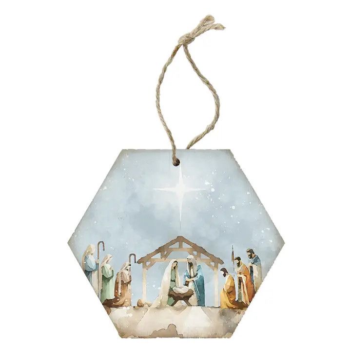 ORH1766 - Watercolor Nativity Scene Ornament