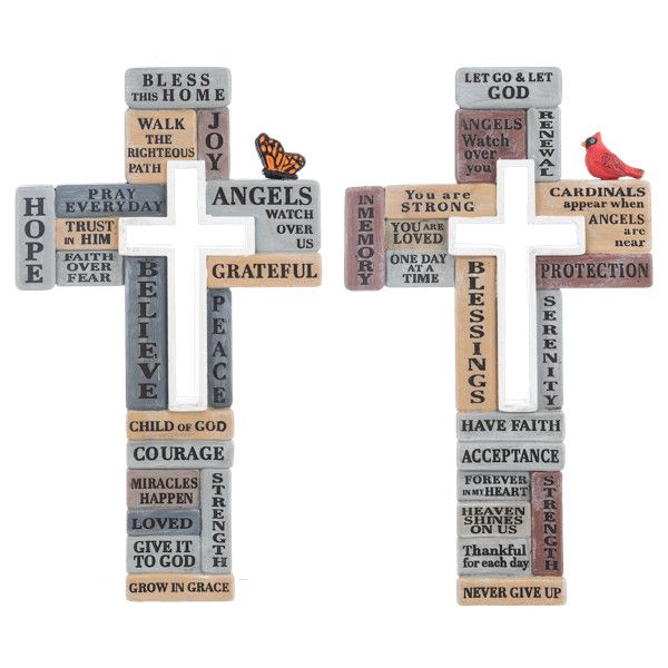 Words of Faith - Collage Cross Wall Plaque
