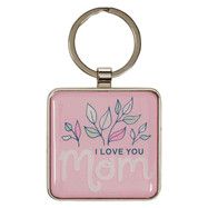 I Love You Mom Pink Epoxy-coated Metal Keychain - 1 Corinthians 13:4
