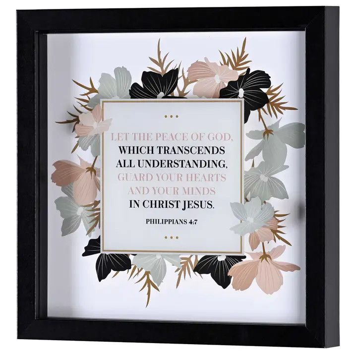 Framed Wall Art Let the Peace of God  -10 x 10 x 1.3 in