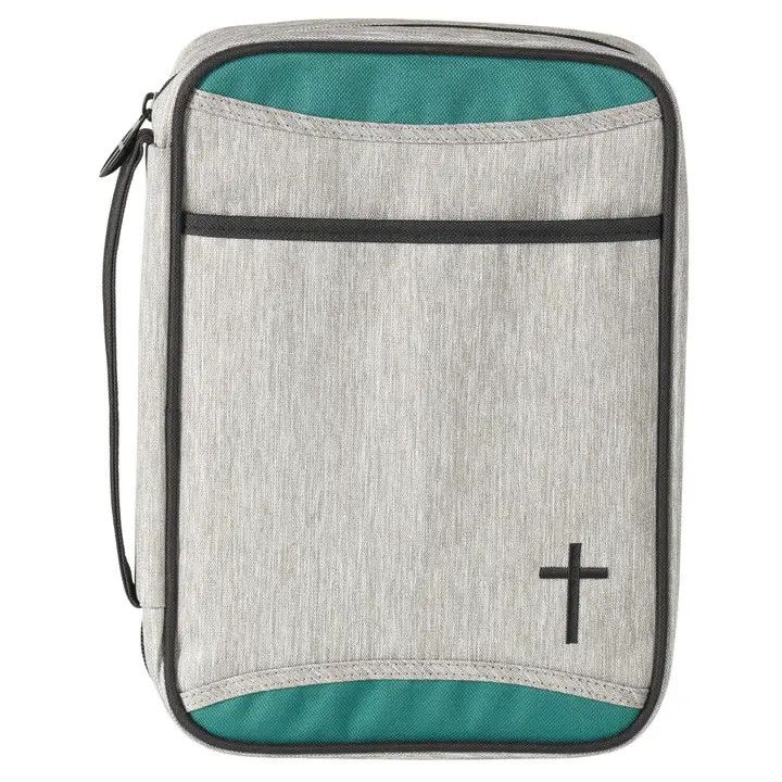 Bible Cov Gray Heather Teal Thinline