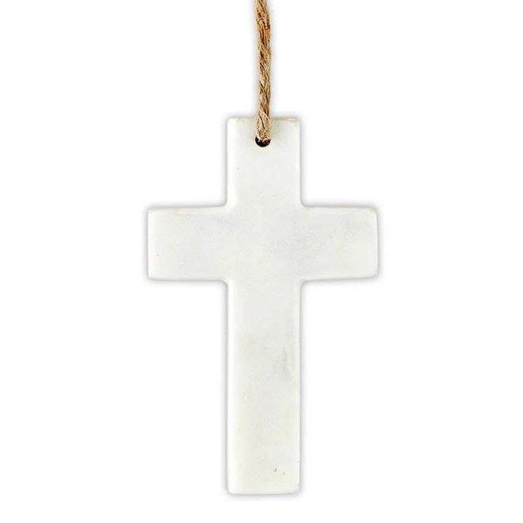 Marble Ornament - Cross  3"