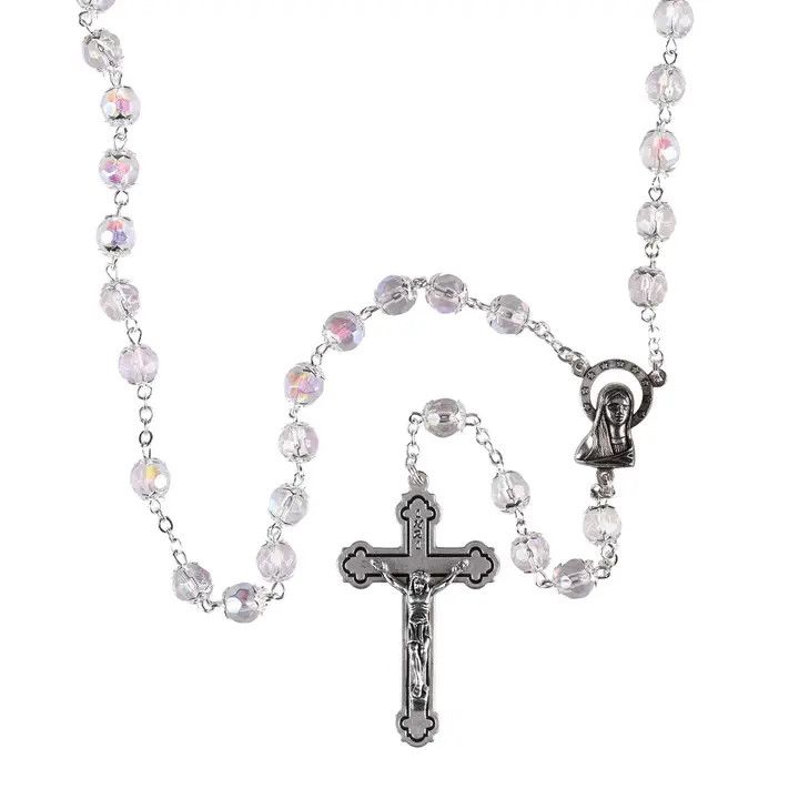 Rosary Crystal Aurora Borealis Glass 21L