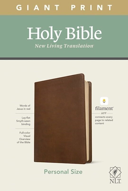 NLT Personal Size Giant Print Bible, Filament (Red Letter, Leatherlike, Rustic Brown)