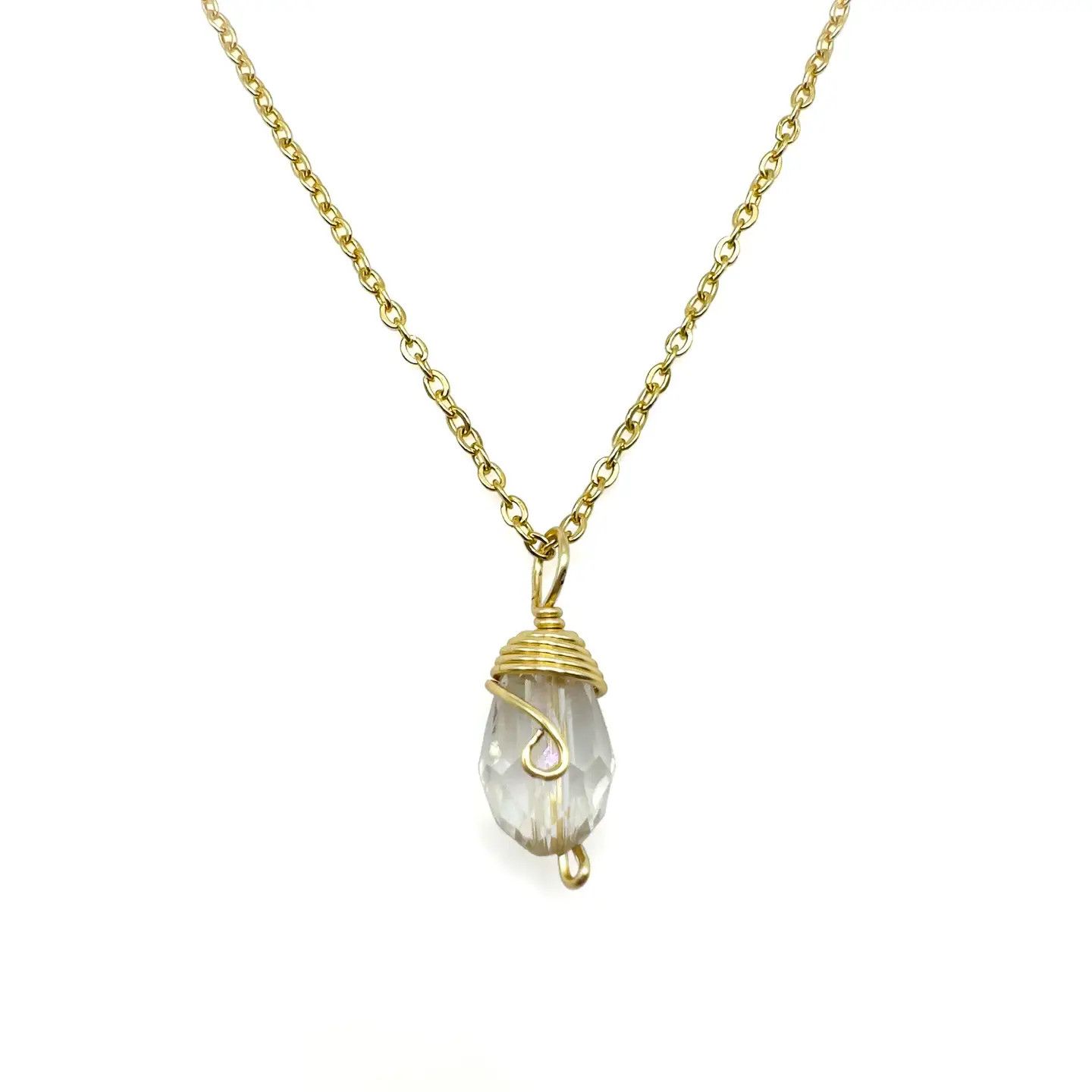Gold Birthstone Necklace April