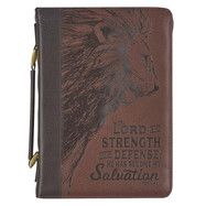 Bible Cover Brown Lord is My Strength Exodus 15:2 - medium