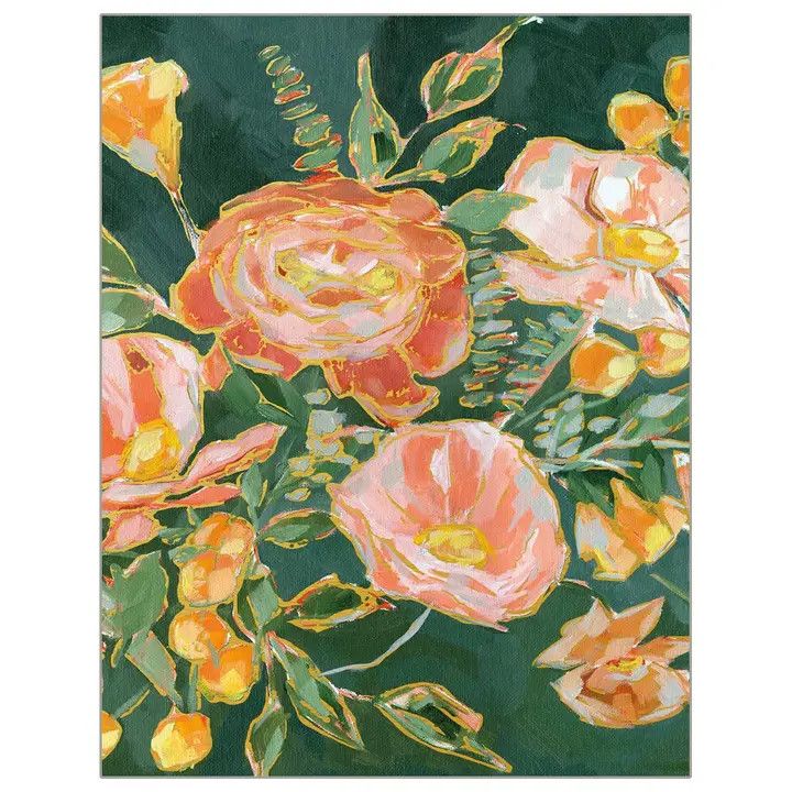 NCB100801  Floral on Green Notecard Boxed set w/ Foil