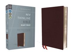 NIV, Thinline Bible, Giant Print, Bonded Leather, Burgundy, Red Letter Edition, Comfort Print