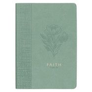 Faith Teal Floral Faux Leather Classic Journal - 2 Corinthians 5:7