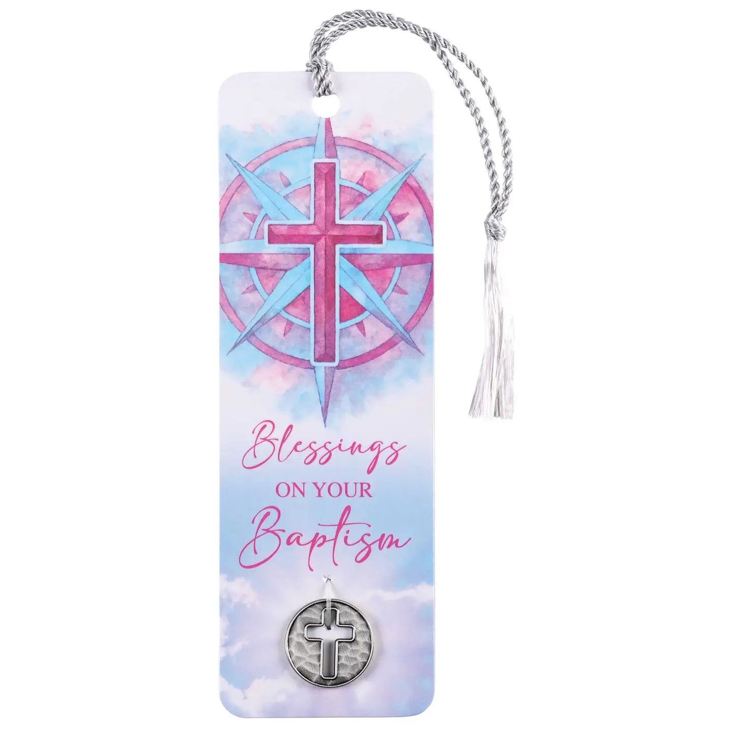 Tassel Coin Bookmark Pink Cross Baptism