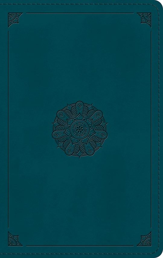 ESV Large Print Personal Size Bible-Deep Teal Emblem Design Trutone