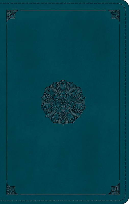 ESV Large Print Personal Size Bible-Deep Teal Emblem Design Trutone