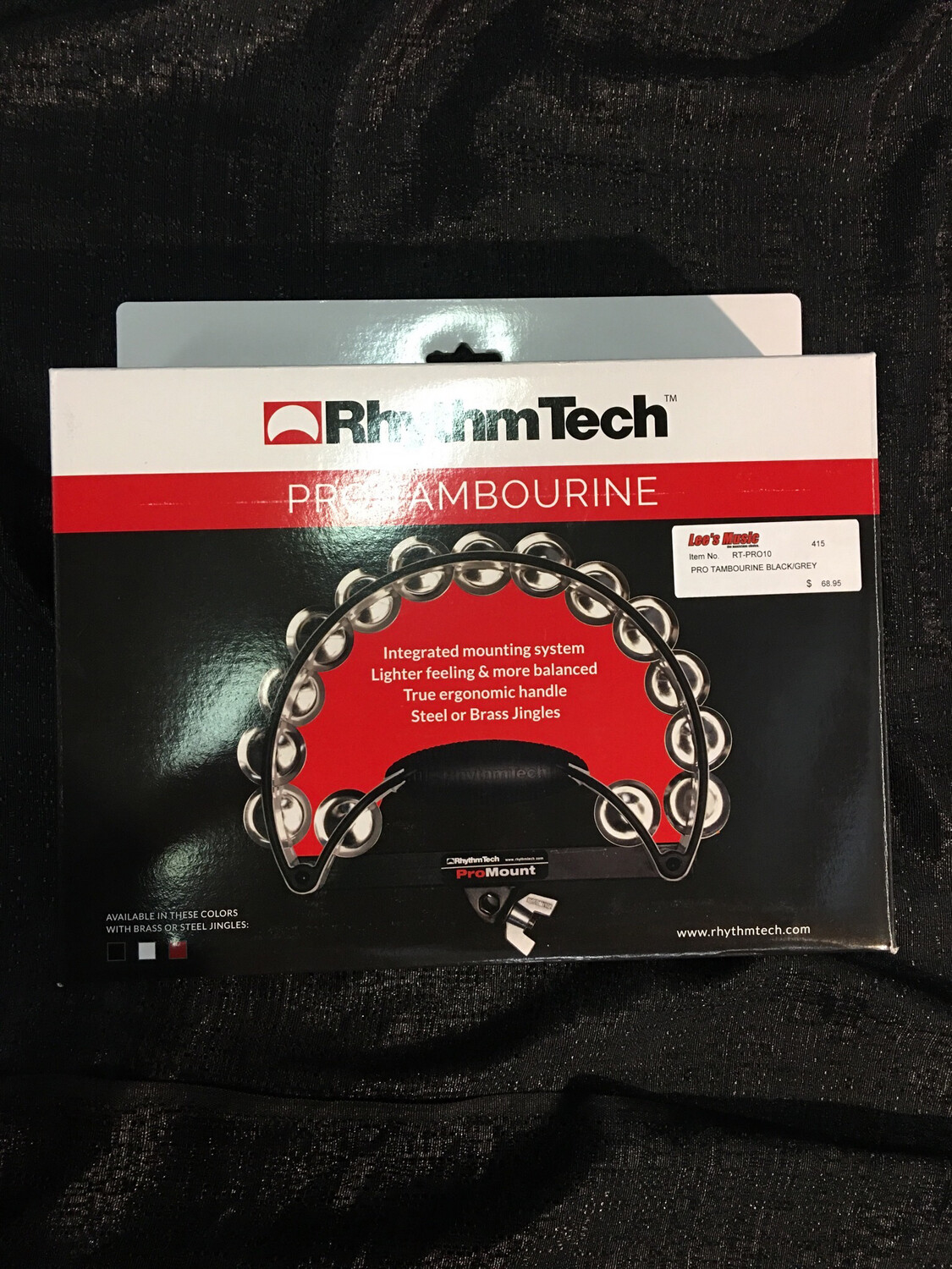 RhythmTech Pro Tambourine Grey/Black With Mounting System RT-PRO10