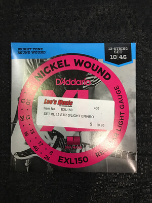 D’Addario 12 String Nickel Wound .010 - .046 Light Gauge Guitar Strings EXL150