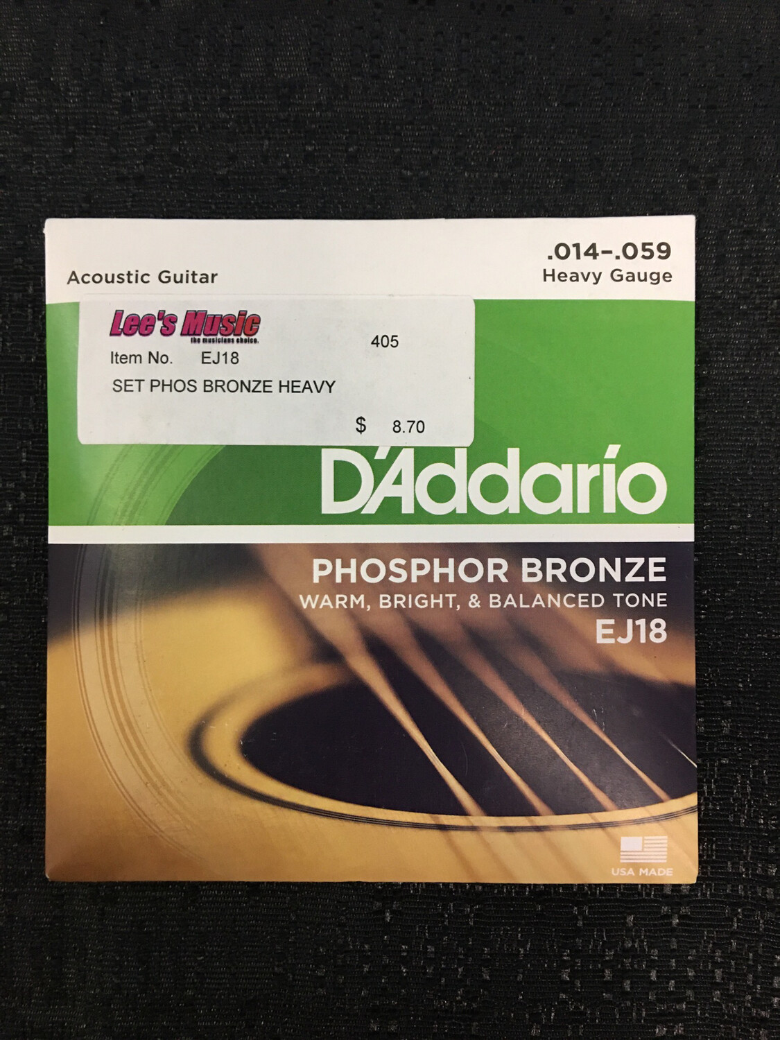 D’Addario - Phosphor Bronze .014 - .054 Heavy Gauge Acoustic Guitar Strings      EJ18