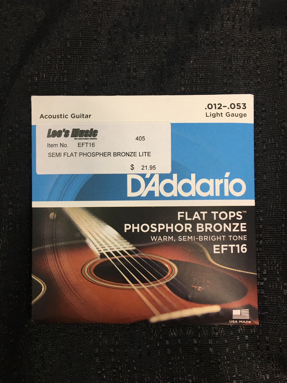 D’Addario - Semi Flat Phosphor Bronze .012 - .053 Light Gauge Acoustic Guitar Strings     EFT16
