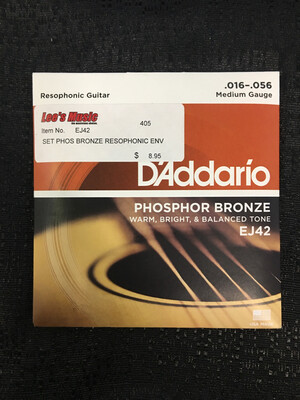 D’Addario - Phosphor Bronze Resonator .016 - .056 Medium Gauge Guitar Strings      EJ42