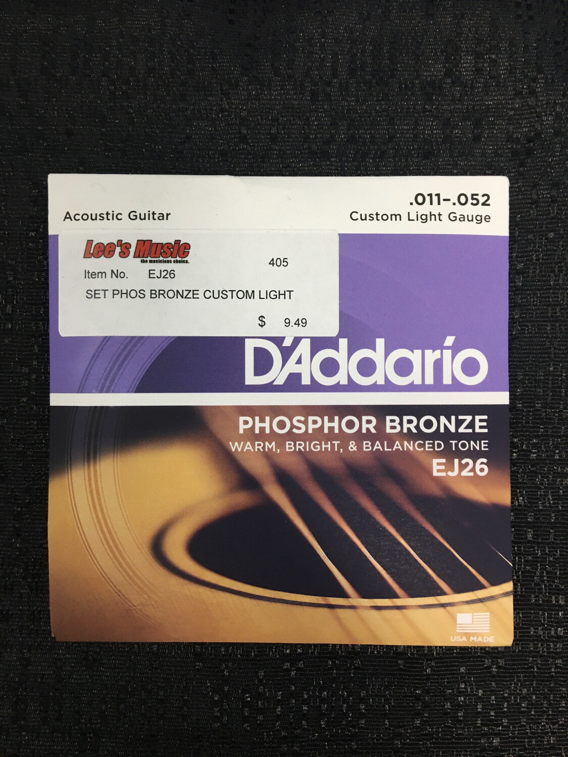 D’Addario - Phosphor Bronze .011 - .052  Custom Light Gauge Acoustic Guitar Strings    EJ26
