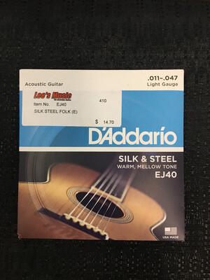 D’Addario - Silk And Steel Folk .011 - .047 Light Gauge Acoustic Strings   EJ40