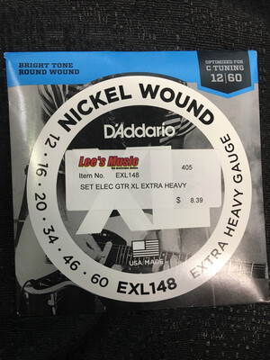 D’Addario Nickel Wound .012 - .060 Extra Heavy Gauge Electric Guitar Strings EXL148
