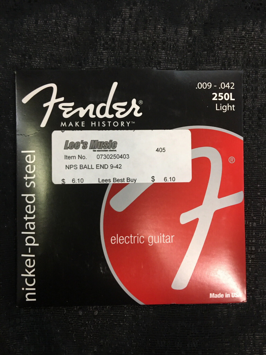 Fender Nickel Played Steel Ball End .09 - .042 Light Gauge Electric Guitar Strings 0730250403