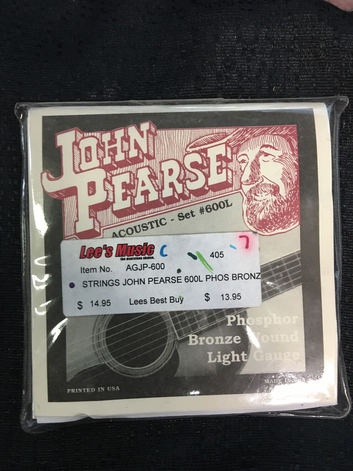 John Pearse 600L Phosphor Bronze .012 - .053 Light Gauge Acoustic Guitar Strings AGJP-600