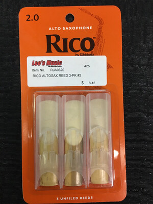 Rico 3 Pack Alto Saxophone Reed 2.0      RJA0320