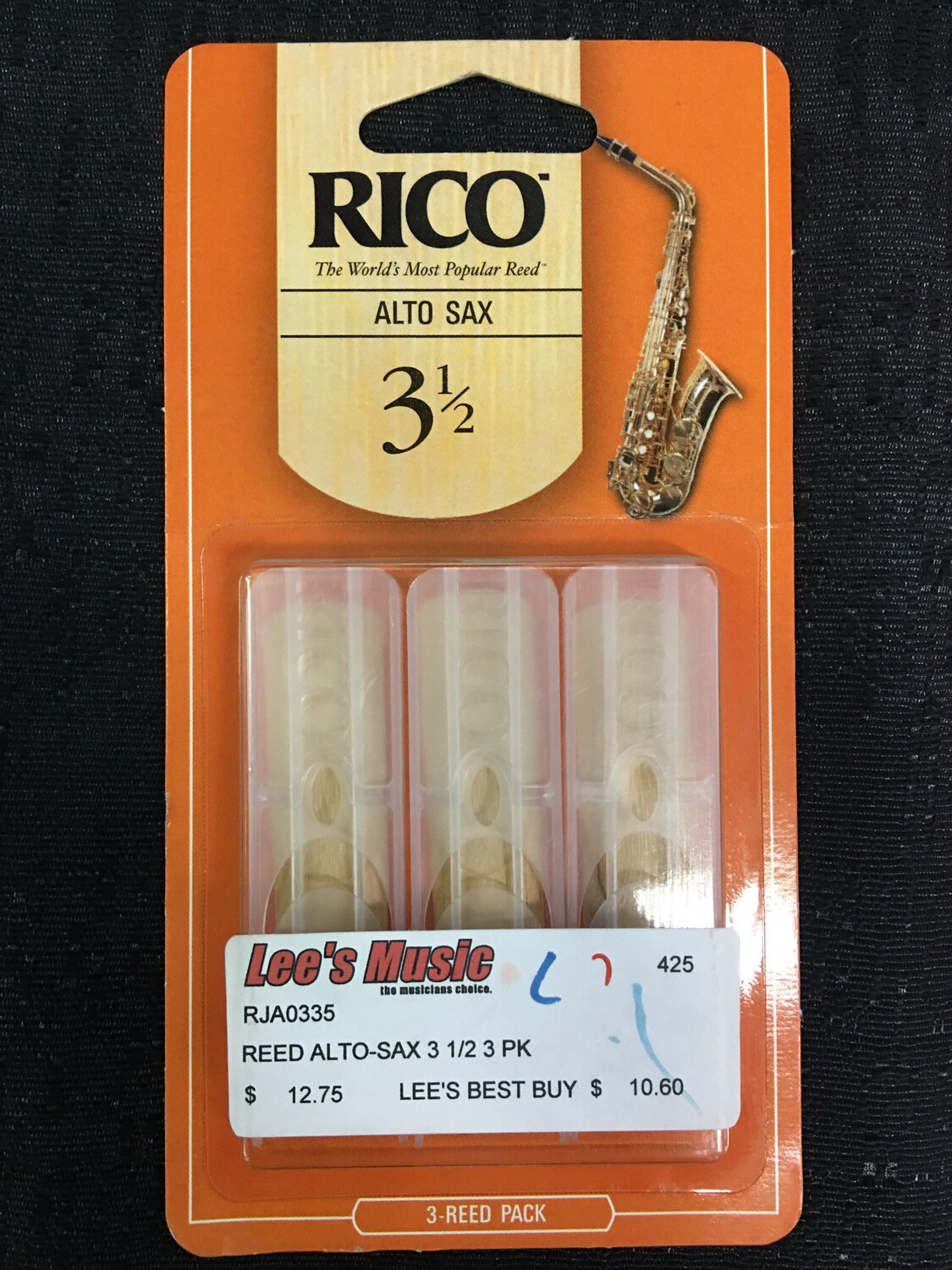 Rico Alto Saxophone Reeds 3 Pack #3 1/2 - RJA0335