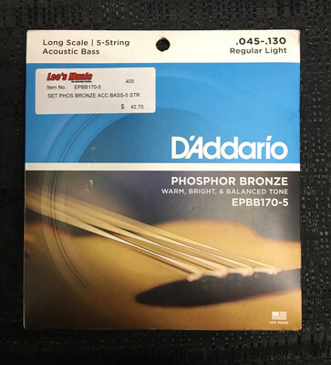 D’Addario Phospor Bronze 45 - 130 Long Scale 5 Acoustic Bass Strings       EPBB170-5