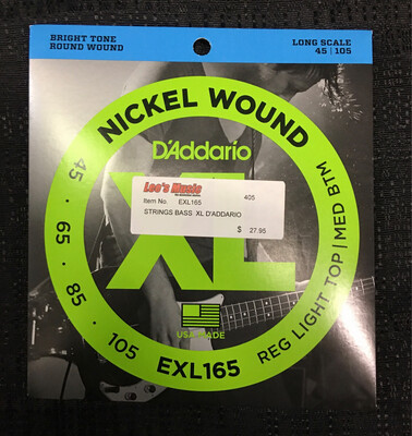 D’Addario Nickel Wound 45 - 105 Long Scale Bass Strings    EXL165