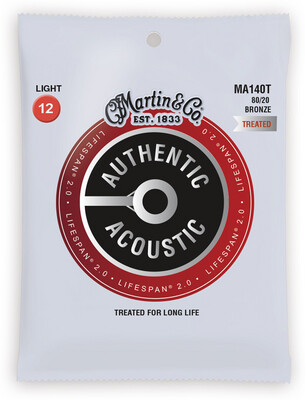 Martin & Co Treated 80/20 Bronze Light Acoustic Guitar Strings MA140T