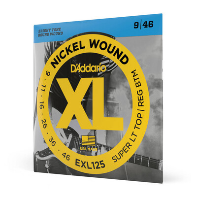 D’Addario XL Nickel Wound Super Light Top Regular Bottom Electric Guitar Strings EXL125