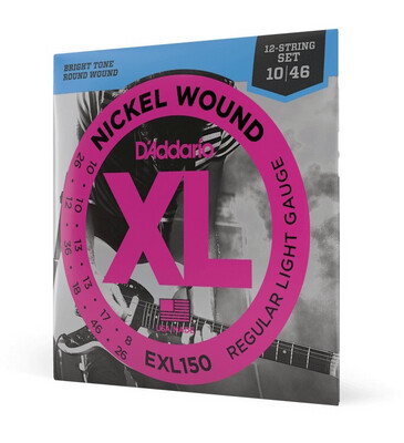 D’Addario XL 12 String Nickel Wound Light Guitar Strings EXL150