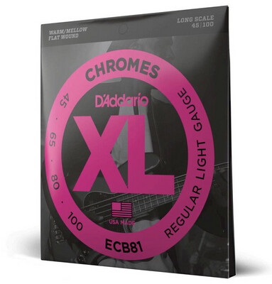 D’Addario XL Chromes Flat Wound Long Scale Bass Strings ECB81