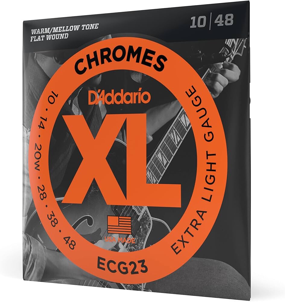 D’Addario XL Chromes Flat Wound Extra Light Guitar Strings ECG23