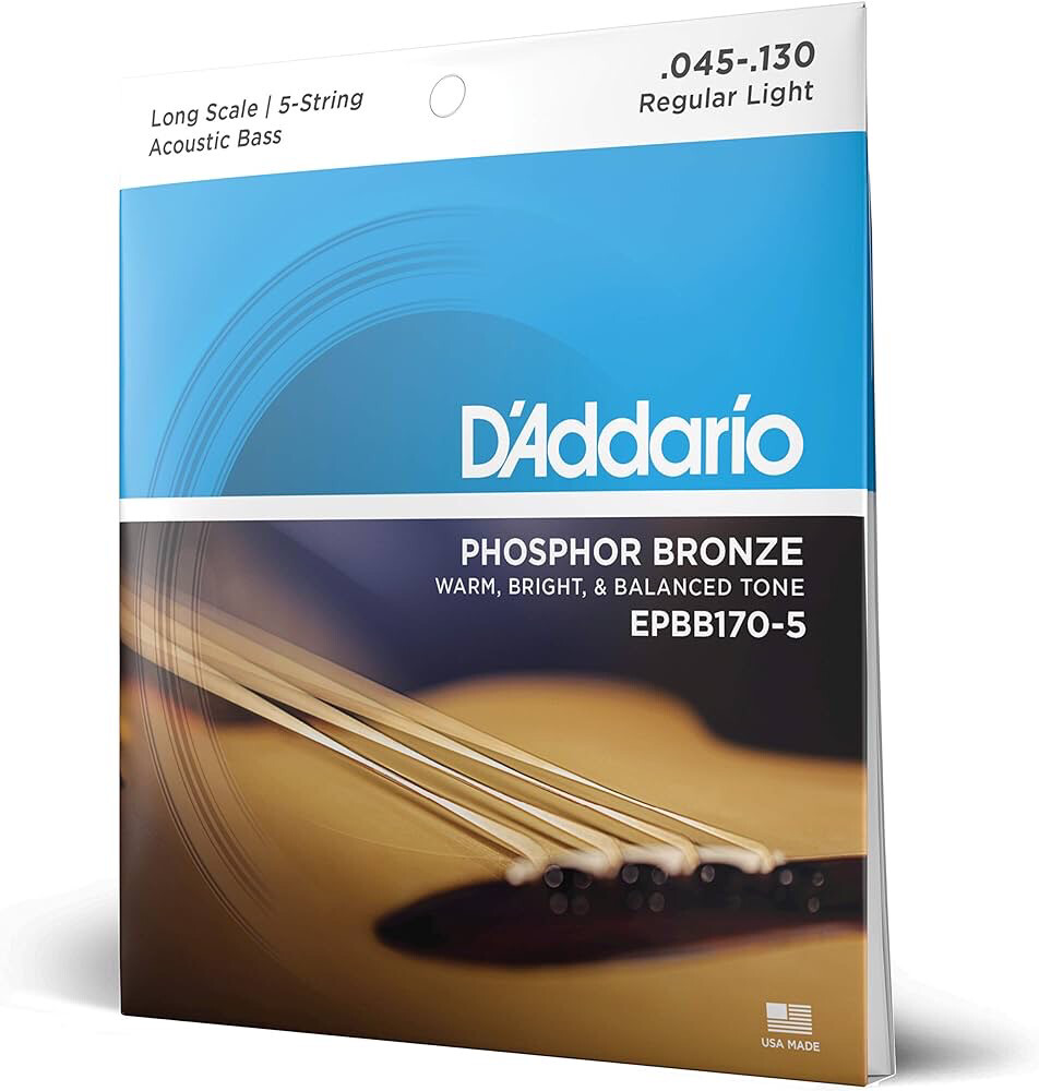D’Addario Phosphor Bronze Long Scale 5 Acoustic Bass Strings EPBB170-5