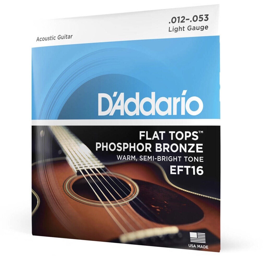 D’Addario Semi Flat Phosphor Bronze Light Acoustic Guitar Strings EFT16