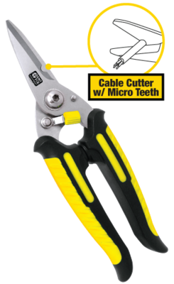 Heavy Duty Scissors with Cable Cutter and Micro Teeth