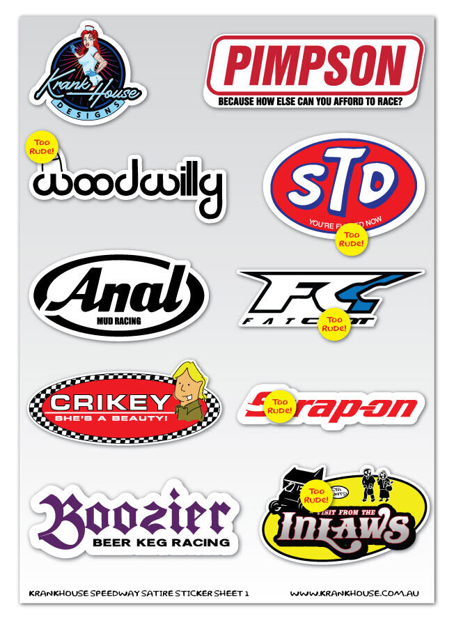 Speedway Satire Sticker Sheet
