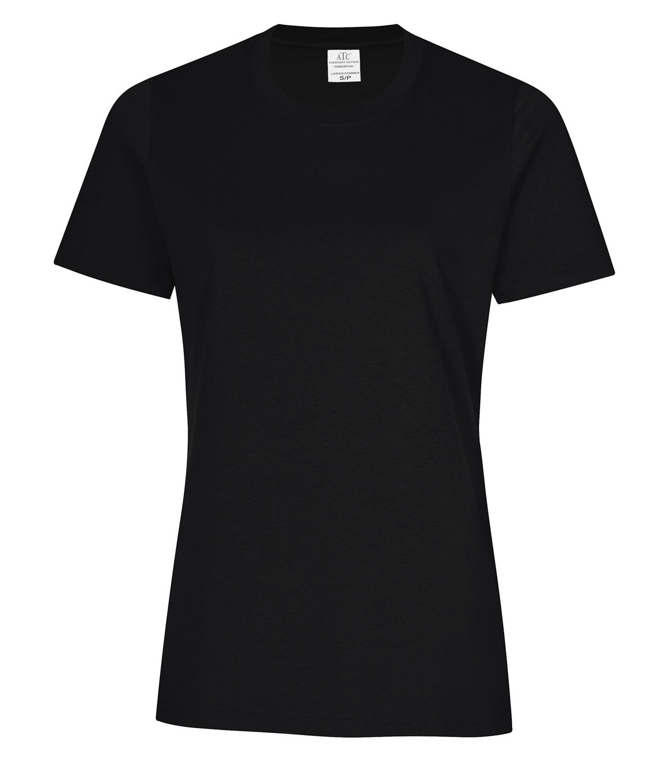 ATC Ring Spun Ladies Tee, Colour: Black, Size: Small