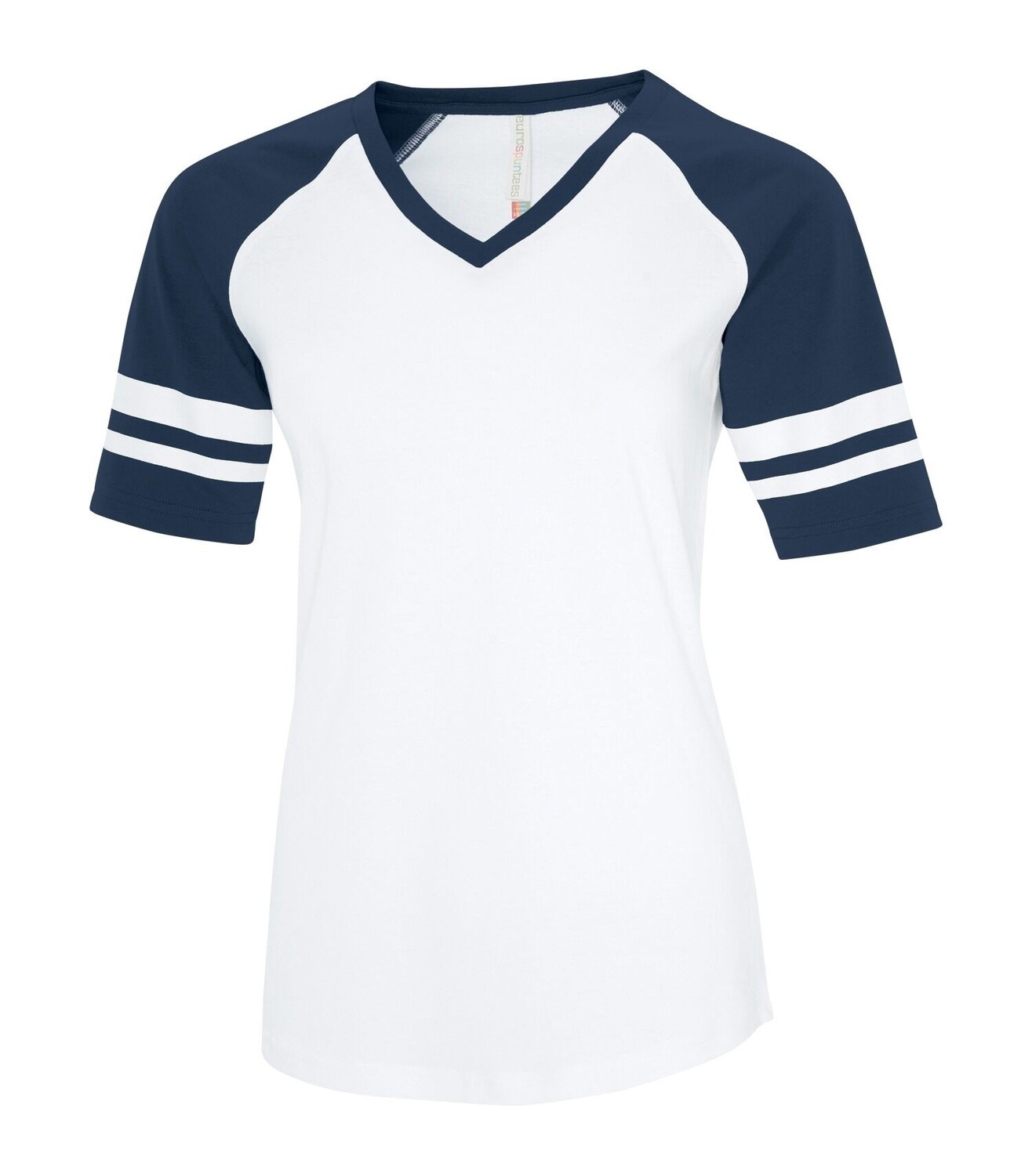 ATC Euro Spun Ladies Baseball Tee, Size: XS, Colour: White / Navy