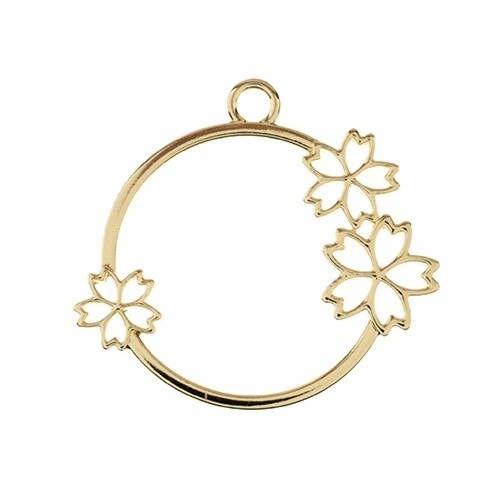 Beadwork Findings, Shape: Circle with Flowers Gold