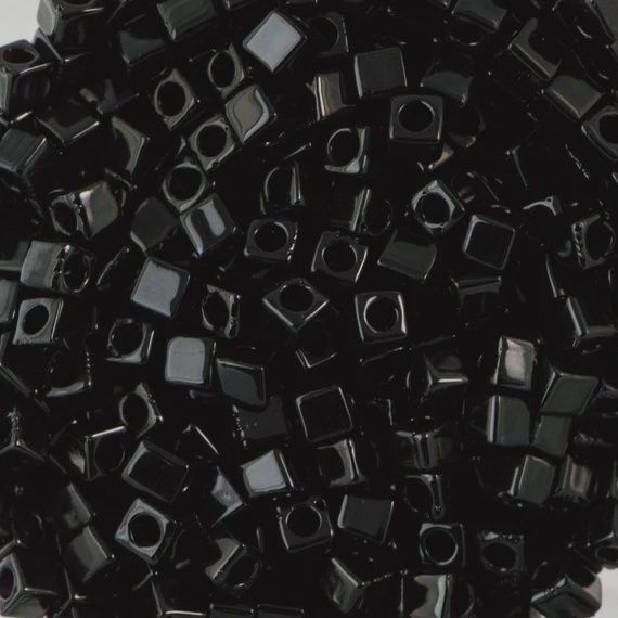 Miyuki Cube Beads, Colour: Black Opaque