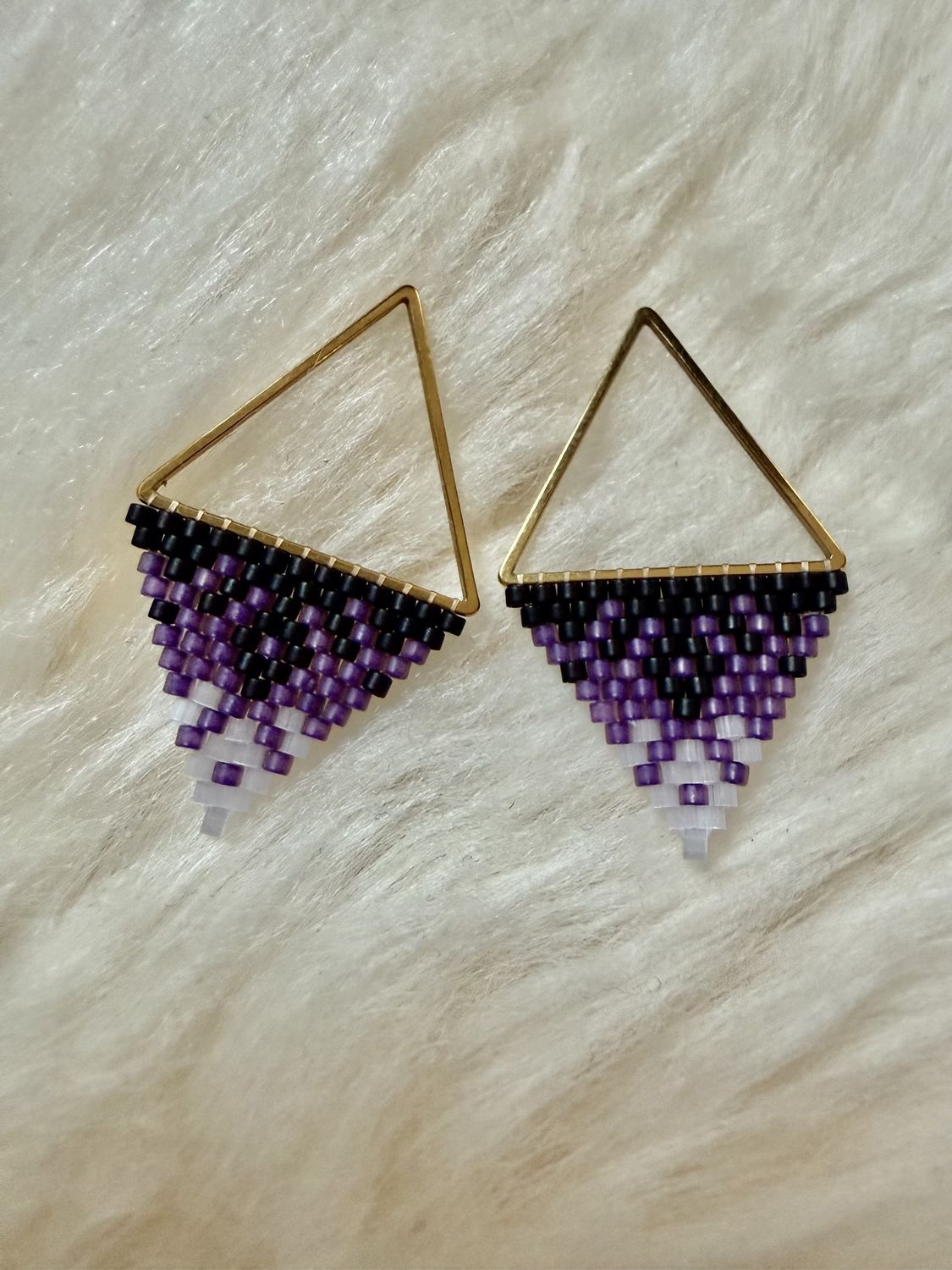 Beaded Medium Triangles Purple
