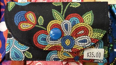Card Holder Black Flowers
