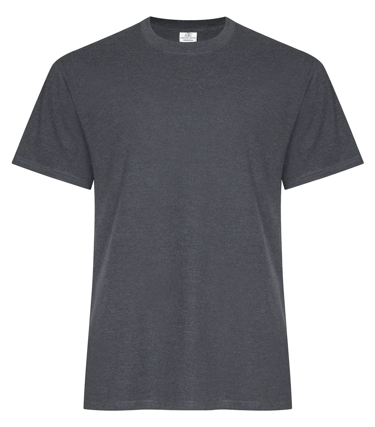 ATC Ring Spun Tee - DARK HEATHER GREY, Print Options: No Print, Size: Small