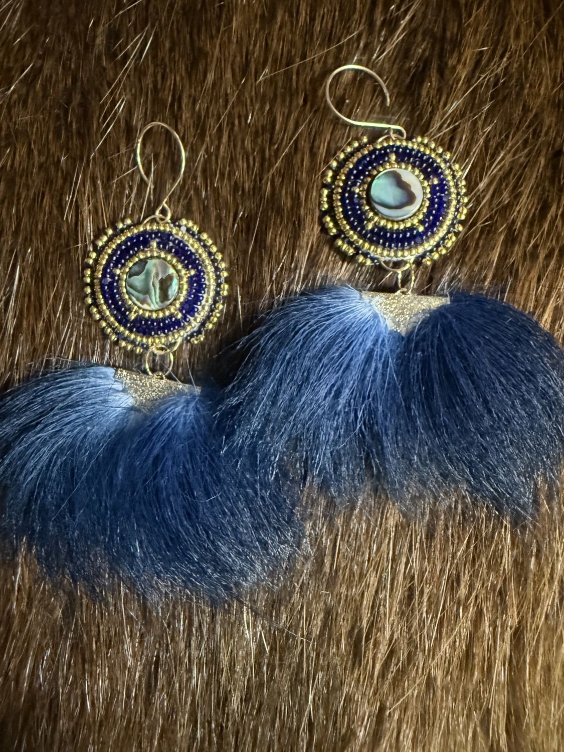 Beaded Beauties by Barb - Abalone with Blue Caribou