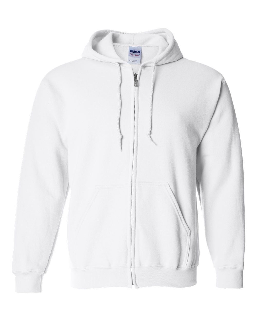 Gildan 50/50 Zip Hoodie - WHITE, Print Options: No Print, Size: Small