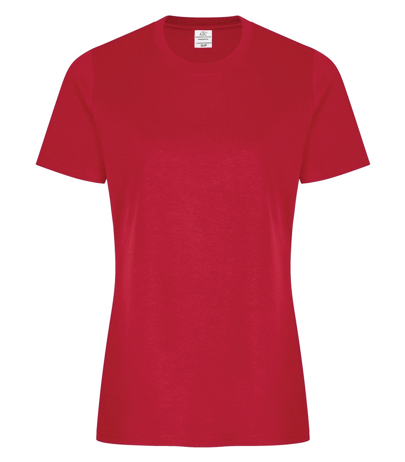 ATC Ring Spun Ladies Tee - RED, Print Options: No Print, Size: XS
