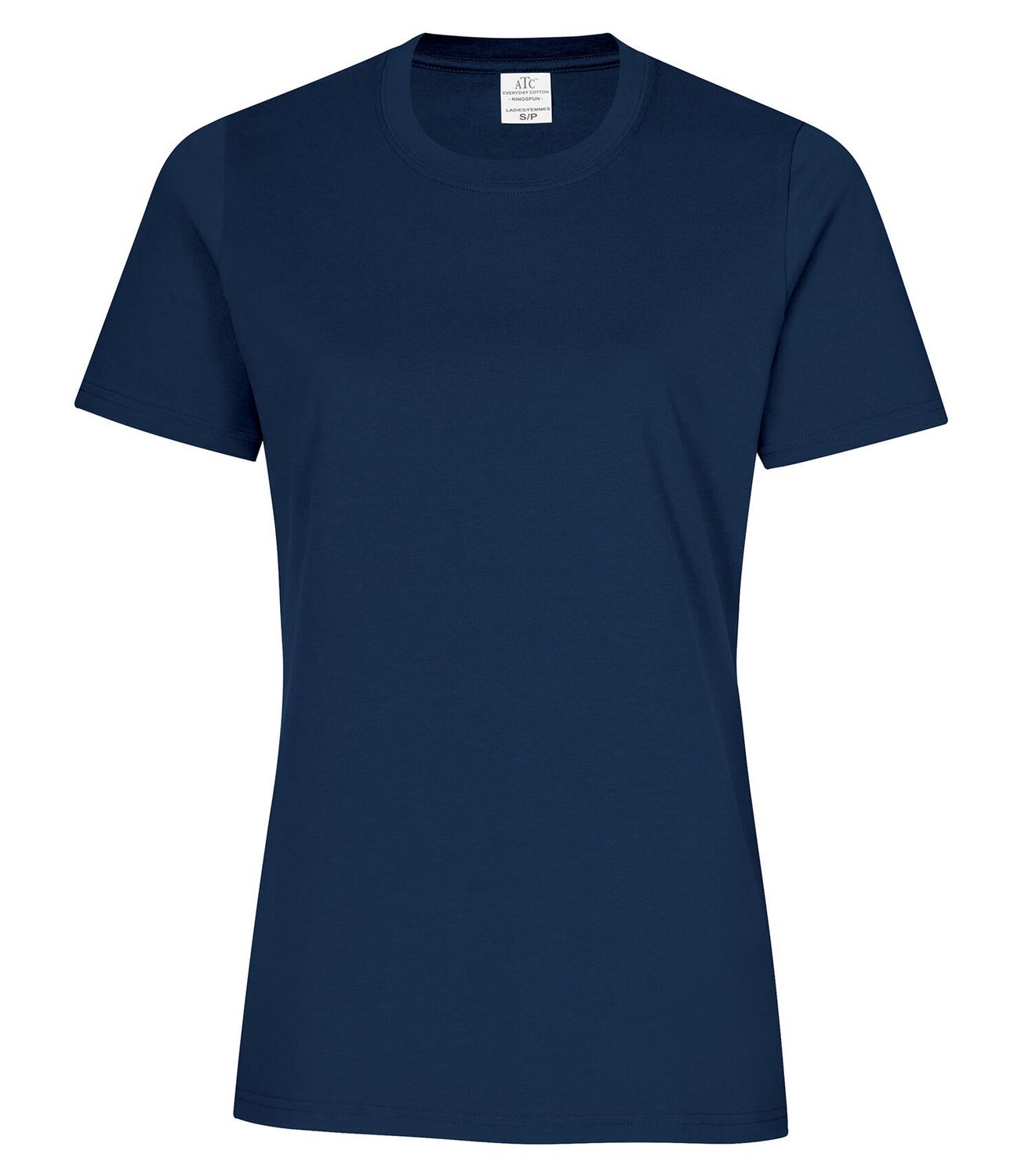 ATC Ring Spun Ladies Tee - NAVY BLUE, Print Options: No Print, Size: XS